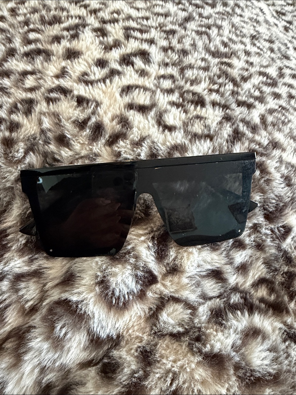 Stylish Black Oversized Shield Sunglasses - Unbranded
